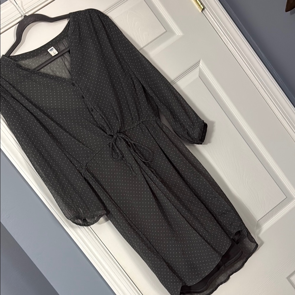 Old Navy Charcoal Dress with White Dots